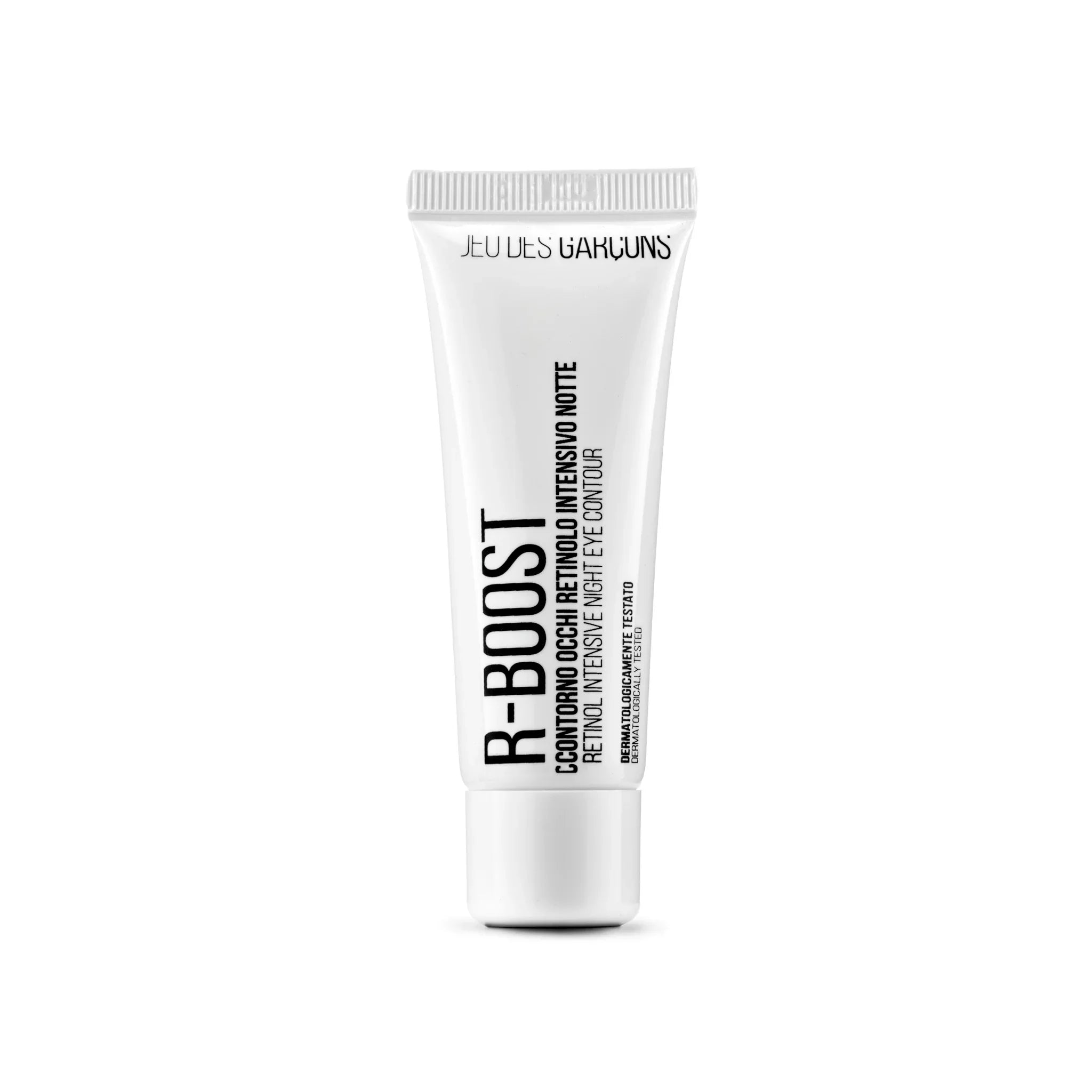 Crema contorno occhi R-BOOST al retinolo intensivo notte in tubo bianco minimal