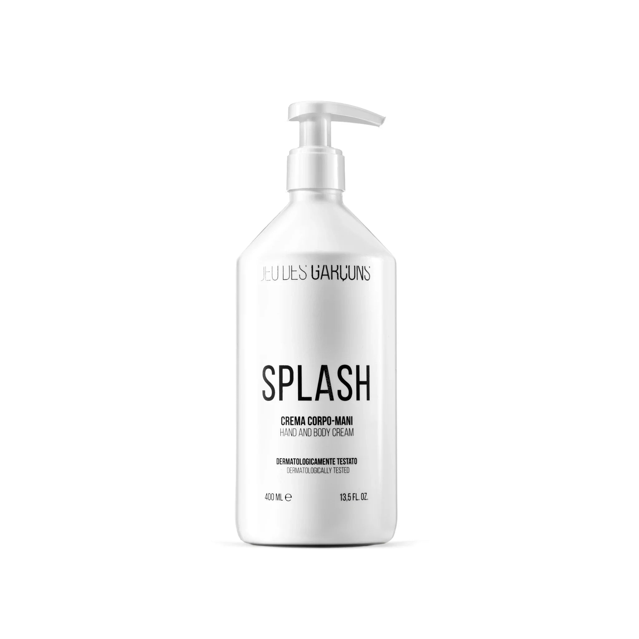 Crema corpo e mani Splash da 400 ml dermatologicamente testata con dispenser bianco
