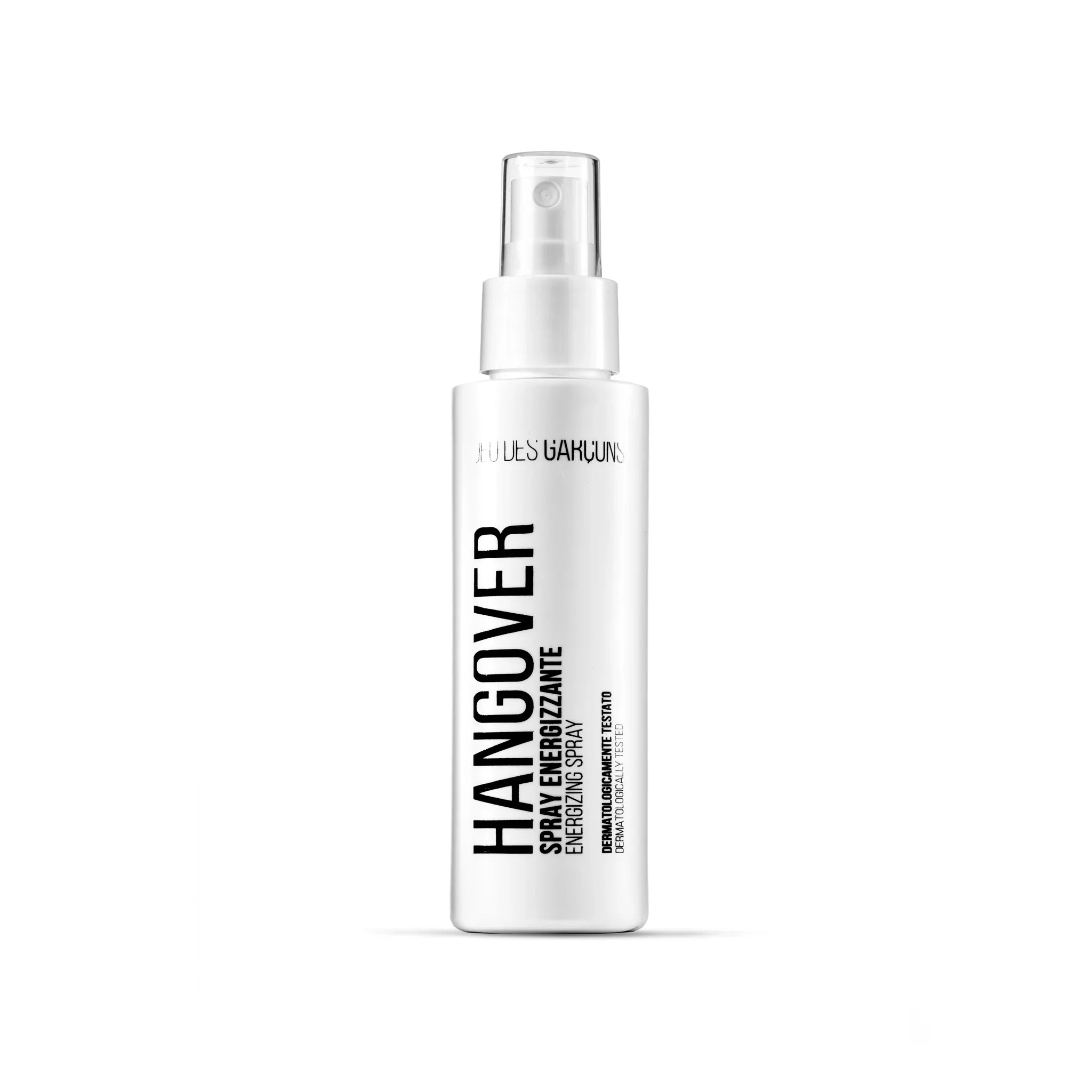 Spray viso energizzante Hangover in bottiglia bianca con erogatore trasparente